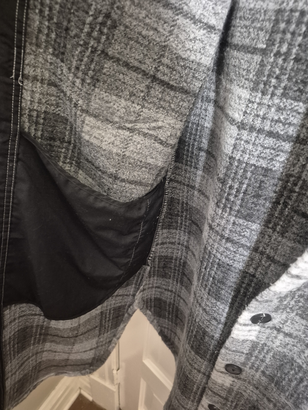 Dex Plaid Oversized Long Shacket Jacket Grey Black Size M - Picture 5 of 9